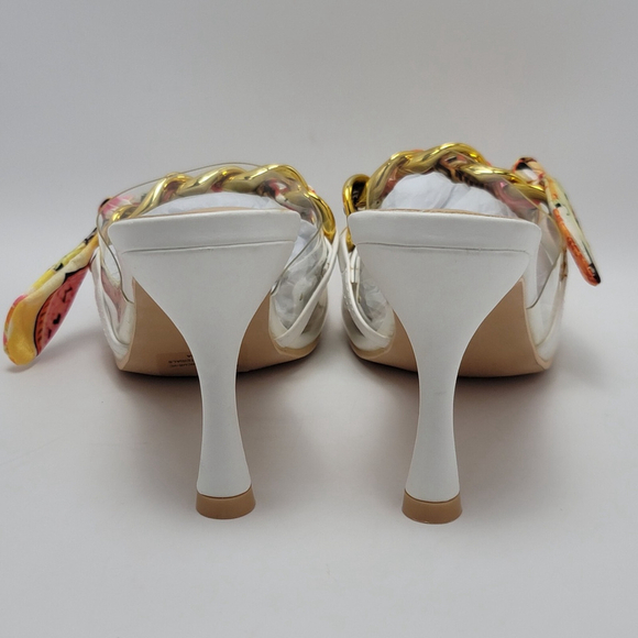 Cape Robbin Concur Heel Transparent PVC Scarf Accent Square Toe Slide White Sz 8 - Picture 8 of 13